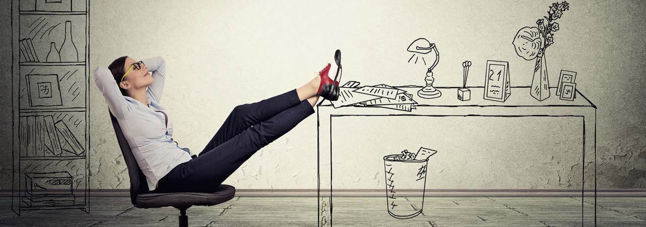 woman relaxing at desk