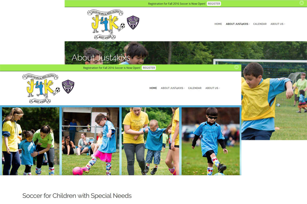 screenshot of Just4kixs website