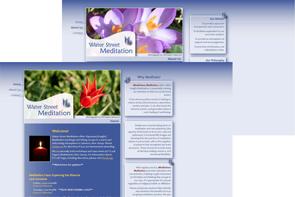 screenshot of Water Street Meditation's website